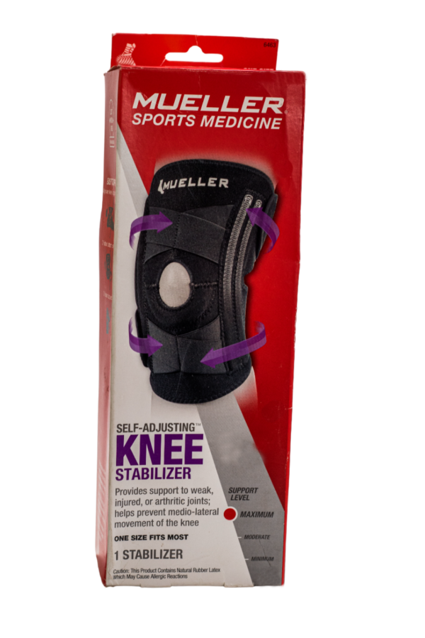 Self-adjusting knee stabilizer packaged