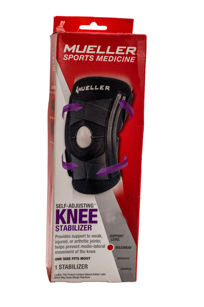 Self-adjusting knee stabilizer packaged